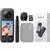 Insta360 X3 - Action Camera professionale a 360 gradi, con bastone invisibile per selfie + custodia per il trasporto della serie X + copriobiettivo + 64 GB