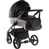Sojan Passeggino MAGNUM BBtwin 3in1 passeggino completo 3 pezzi ecopelle trio: navicella, passeggino, seggiolino auto. Dettagli in oro e argento. Nero argento