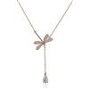 Meissa Collana girocollo argento donna pendenti libellula Collana oro Collana di cristallo Collana impilabile (Oro rosa)