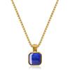 COAI Collana Acciaio Inox da Uomo, Collana Catena Oro da Uomo con Ciondolo in Lapislazzuli 60cm