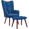 Generic Poltrona Relax con Poggiapiedi Blu in Velluto (8,55 kg)-Mobili