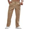 Ruamilyy Pantaloni in velluto a coste da uomo, casual, leggeri, elasticizzati, in vita morbida, comodi, con tasche, imbottiti, tinta unita, cachi, XL