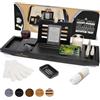 Temple Spring Vassoio da bagno estensibile per vasca da bagno con candele, bicchieri da vino, libri, supporti per iPad e telefono, vassoio da bagno regolabile in bambù sopra gli accessori vasca -Nero