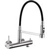 DETBOM Rubinetto Cucina a Muro con Attacco 3/4, 3 Modalità, Argento, Inox | Rubinetto Lavello Cucina Muro, Girevole a 360° Miscelatore Cucina Parete Flessibile per Lavastoviglie/Lavatrici, Spazzolato