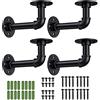 TANiCE Supporti per Mensole - 2 Paia Tubi Staffe Mensole con Stile Industriale Steampunk 4 Staffe con Flange 15*8*7cm per Mensole Scaffali a Parete Galleggianti Appese Mobili Fai da Te - Nero
