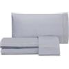 hermet Laura Biagiotti, Set Lenzuola Matrimoniali Tinta Unita Con Ricamo, 100% Percalle di Cotone, Lenzuolo Sopra, Lenzuolo Con Angoli, Coppia Federe, Grigio Perla