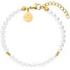 Purelei Finesse, bracciale da donna in acciaio inossidabile resistente, bracciale resistente all'acqua con perle di ametista, lunghezza regolabile 16-19 cm
