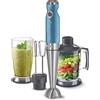 Sencor minipimer immersione SHB 56XX, frullatore 4 in 1, frullatore elettrico con bicchiere da 800ml, tritatutto elettrico, fruste elettriche, potenza da 1200w, 20 velocità (Blue)