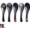 Hachera Set Di 5 Cucchiaio Cucchiaini In Ceramica, Cucchiai Da Minestra Cinesi Retrò, Cucchiai Da Ramen Asiatici, Cucchiai Da Zuppa Giapponesi, Creativo Stoviglie Cucina Per Wonton Pasta Caffè (Nero)