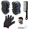 ARJDXDP 3 Pezzi di Spazzola ovale per Capelli ricci, Magic Twist Spugna Stile Spazzole, Capelli Torsioni Neri Spugna di Ghiaccio, Twist Coil Afro Hair Style Barber Tool
