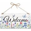 CREATCABIN Cartello di Benvenuto da Appendere per Porta D'Ingresso, Giardino, Cortile, Decorazione da Appendere, Display da Parete, Targa in Legno, Targa per Porta Rustica, Decorazione per La 30x15cm