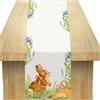 Sprinlot Runner pasqua, Tovaglia Pasquale in Lino, Runner da Tavola con Stampa Pasquale, Tovaglia Primaverile con Coniglietti Pasquali, Motivo Pasquale Stampato Colorato (33 cm X 183 cm)
