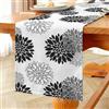 Vorysum Runner da Tavolo Moderno Estate Impermeabile Floreale Runner Tavola Nero Dalie Stagionale Autunno Cucina Decorazione per Interni, Vacanze, Feste, Matrimoni 33 x 120 cm