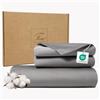 Ferò Set Copripiumino Una Piazza e Mezza Cotone 200x200, 2 Federe 50x75, Pregiato Raso di Cotone 300 TC Fibra Lunga con Proteine della Seta, Sacco Copri piumino singolo, Duvet Cover, Grigio