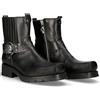 New Rock Stivali Moto Unisex Cerniera Colore Nero Pelle/Unisex Black Motorcycle Boots Leather Zipper M.7605C-C1, Nero , 41 EU
