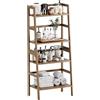 HITNET Libreria a Scala Noce, Scaffale 4 Ripiani in Bambù, Indipendente Scaffali Portaoggetti per Soggiorno, Camera da Letto e Ufficio
