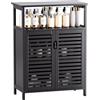 HITNET Mobiletto Bambu Bagno, Armadietto Bagno da Terra, Mobile Basso a Pavimento con Scomparti Aperto, adatto per Soggiorno, Cucina e Corridoio, Nero