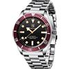 LACZ DENTON BENYAR Orologi automatici da uomo Orologio da polso di lusso in acciaio inox per gli uomini impermeabile luminoso a carica automatica orologio da polso business analogico (5179 Rosso)