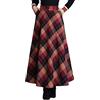 ebossy Maxi gonna lunga da donna a vita alta in misto lana scozzese a trapezio con tasca, Rosso, XX-Large