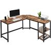 BAKAJI Scrivania Angolare Libreria Tavolo Porta PC Computer Metallo Legno Industriale
