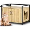 BAKAJI Mobile Lettiera per Gatti Ingresso Laterale e Porte in Legno Chiusura Magnetica