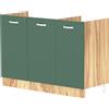 Shally Dogan Mobile Sottolavello Cucina Componibile Mobiletto in Legno Colore Verde con 3 Ante