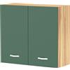 Shally Dogan Pensile da Cucina Armadio Sospeso da Parete Doppia Anta in Legno Colore Verde