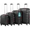 PROVITERA Set 4 Valigie Rigide con Ruote Easy Roll Trolley Bagaglio a Mano Viaggio Nero