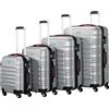 PROVITERA Set 4 Valigie Rigide con Ruote Easy Roll Trolley Bagaglio a Mano Viaggio Silver