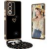Yutwo Custodia per OPPO A80 5G con corda, custodie OPPO A80 5G con ciondolo motivo Love Soft Cover antiurto Custodia, Nero