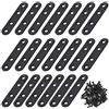 MengH-SHOP Staffe Angolari Piatte Supporti Angolo Retto Staffe in Acciaio Squadrette con viti per Mensola di Legno Tavolo Sedia 80*17mm Nero 20 Pezzi