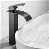 Nafall Rubinetto Bagno Lavabo Alto Nero, Miscelatore Lavabo Alto, Rubinetteria Bagno a Cascata, Miscelatore Monocomando, Altezza Bocca 200 Mm, Adatto Per Lavabi da Appoggio, Lavandini da Bagno