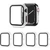 AOTUAO 4 Pezzi Cover Compatibile con Apple Watch SE Series 6 5 4 44mm con Vetro Temperato, iWatch Case Protettore Schermo e Pellicola Protettiva (4 Trasparente)