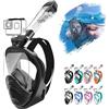 HINATAA Maschera Subacquea,Doppia Palla Galleggiante Maschera Snorkeling,180° Anti-Nebbia Leak Proof Maschera Facciale Integrale Snorkeling,Fotocamere Compatibili Bambini,Adulti (L/XL, Nero)