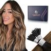 LaaVoo Extension Nano Ring Capelli Veri Castano Scuro a Castano Medio Extension Capelli Veri Nano Remy Invisible Estensione Dei Capelli Nanoring 35cm 50g 50ciocche #2/6/12