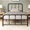 Zinus Florence Letto 90x200 cm - 35 cm - Struttura letto in metallo con testiera e poggiapiedi - Letto con rete a doghe, design vintage - vano sotto il letto - nero