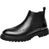 ANUFER Uomo Bello Pelle Stivali Chelsea Brogue Formale Slip-On Scarpe Eleganti alla Caviglia Nero SD5A40124 EU43
