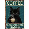GLOBLELAND caffè Gatto Annata di Ferro Segno Placca Poster Retro Parete in Metallo Decorativo targhe in Metallo 12x8 Pollici per la casa Bar Coffee Shop Ristorante Cucina Club