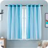 GIRASOLE HOME® Coppia Tende Doppio Velo Oscuranti Morbide Fantasia Stelle Vuote Tenda Isolante per Camera e Cameretta Bambini 2 Pannelli con Occhielli (140x145cm, Celeste)