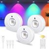 Epochglo Illuminazione a LED senza fili con telecomando, RGB cambia colore, illuminazione per armadio, batteria dimmerabile, faretto a LED, lampada da incasso da cucina, ricaricabile, con timer,