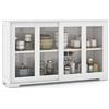 KOMFOTTEU Mobile Buffet Dispensa Cucina con Ante Scorrevoli in Vetro Temperato e Ripiano Regolabile, Credenza Cucina, Armadietto a Buffet per Sala da Pranzo, Soggiorno, 107x33x64 cm (Bianco Puro)