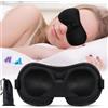 Brencco Mascherina per Dormire, 2 Paia Tappi Orecchie per Dormire, Mascherina per Occhi per Donne e Uomini, Maschera da Viaggio 3D Anti-luce, Ultra Morbida e Confortevole, Nero