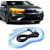 QasimLed 2-Pack 45cm luci di marcia diurna flessibili per auto con DRL a LED con guida sequenziale Indicatore di direzione per faro impermeabile bianco e giallo