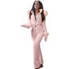 IQYU Tuta da sci da donna, tinta unita, da sci, da donna, con cappuccio in pelliccia, impermeabile, per snowboard, giacca da sci e sci, Colore: rosa., XXXXXL