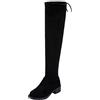 Innerternet Scarpe invernali da donna, stivali alti, stivali da neve, stivaletti piatti, tacco largo, cachi, grigio, rosa, con tacco, Nero , 46