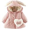 Jimmackey- Bambino Jimmackey Cappotto di Piumino Neonato Invernale,Capispalla Bambina Ragazze con Orecchio di Coniglio Cappuccio E Silenziatore Cotton Caldo Addensare Antivento Giacche Imbottito Giubbotti + Borsa