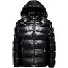 Lupsty Piumino da uomo Cappuccio Caldo Lucido Autunno Giacca Uomo Nero Lucido Imbottito Primavera Soffici Rosso Soprabito Uomo, Black, XL