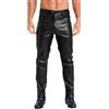 inlzdz Pantaloni da Moto in Pelle Uomo Pantaloni Lucidi in Ecopelle a Vita Alta Pantaloni Lunghi per Discoteca Bar Nightclub Pantalone di Cuoio Steampunk Pants Nero 3XL