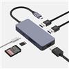 Qhou Adattatore USB C a HDMI, 6 in 1 USB Type-C Hub (2 x USB 3.0, HDMI, PD, SD/TF Slot) per Apple/Surface/Dell/Lenovo/Samsung, compatibile con Windows 10,8,7, XP/Mac OS/Linux