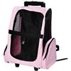 PawHut Trasportino Zaino 2 in 1 per Cani e Gatti con Tasche Laterali, Maniglia Telescopica e Ruote, 42x25x55cm, Rosa